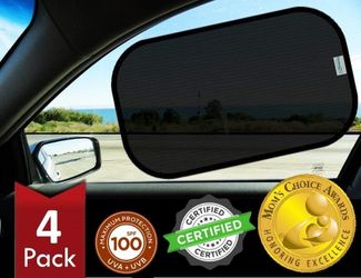 Kinder Fluff Semi-Transparent Static Mesh Sunshade Side Windows Sunblock UV Protection, 20" x 12", 4 Pieces