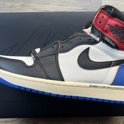 DS/Brand New Air Jordan 1 x Union x Fragment. Black and Varsity Red. Size 8