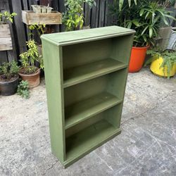 Vintage Mid Century Boho Solid Pine Bookcase Avocado Green  1950’s 1960’s