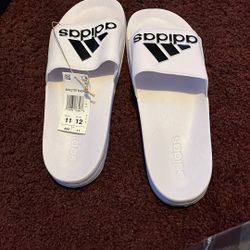 White Adidas Slides