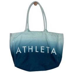 Athleta Beach Bag Gym Bag Tote Bag Blue Ombre White Canvas Shopping Bag