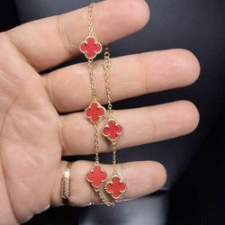 925 Silver (gold Over Silver ) Clover Bracelet 