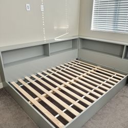 GREY FULL CORNER BOOKCASE BED
