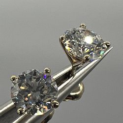 2.00 CTW Solitaire Diamond Earrings Set In 14K Yellow Gold