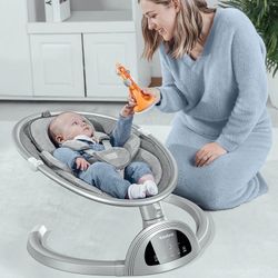 BabyBond Baby Swings for Infants, Bluetooth Portable Infant Swing-Silver