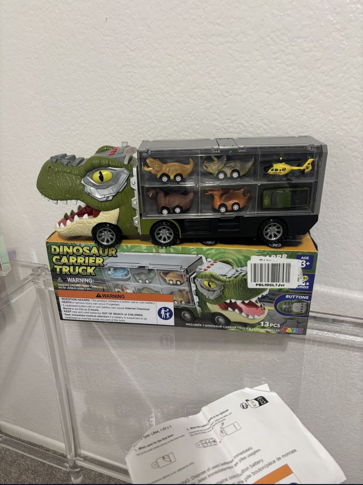 13 in 1 Dinosaur Toys, Dinosaur Truck 12 Pull Back Cars, Dino Car Set, Birthday Gifts Toys for 3 4 5 6 7 8 Year Old Boy Girls, Transport Carrier Truck