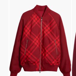  New Burberry Reversible Bomber Jacket $,2895 Size Large Make Cash Offer
