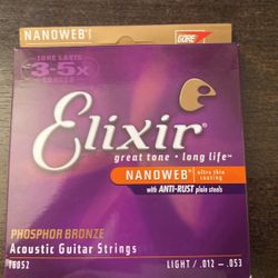 Elixir Acoustic Guitar Strings  Light .012-.053
