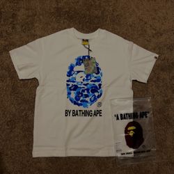WHITE BLUE BAPE TEE