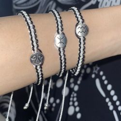 Zodiac Sign Antique Silver Bracelet | WHITE&BLACK
