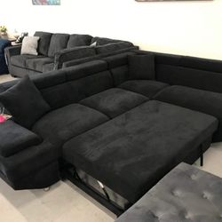 Foreman Sleeper Sectional - Black - Furniture of America 