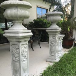 Cement Pedestal And Planter 2 Piece Set (price Per Set)