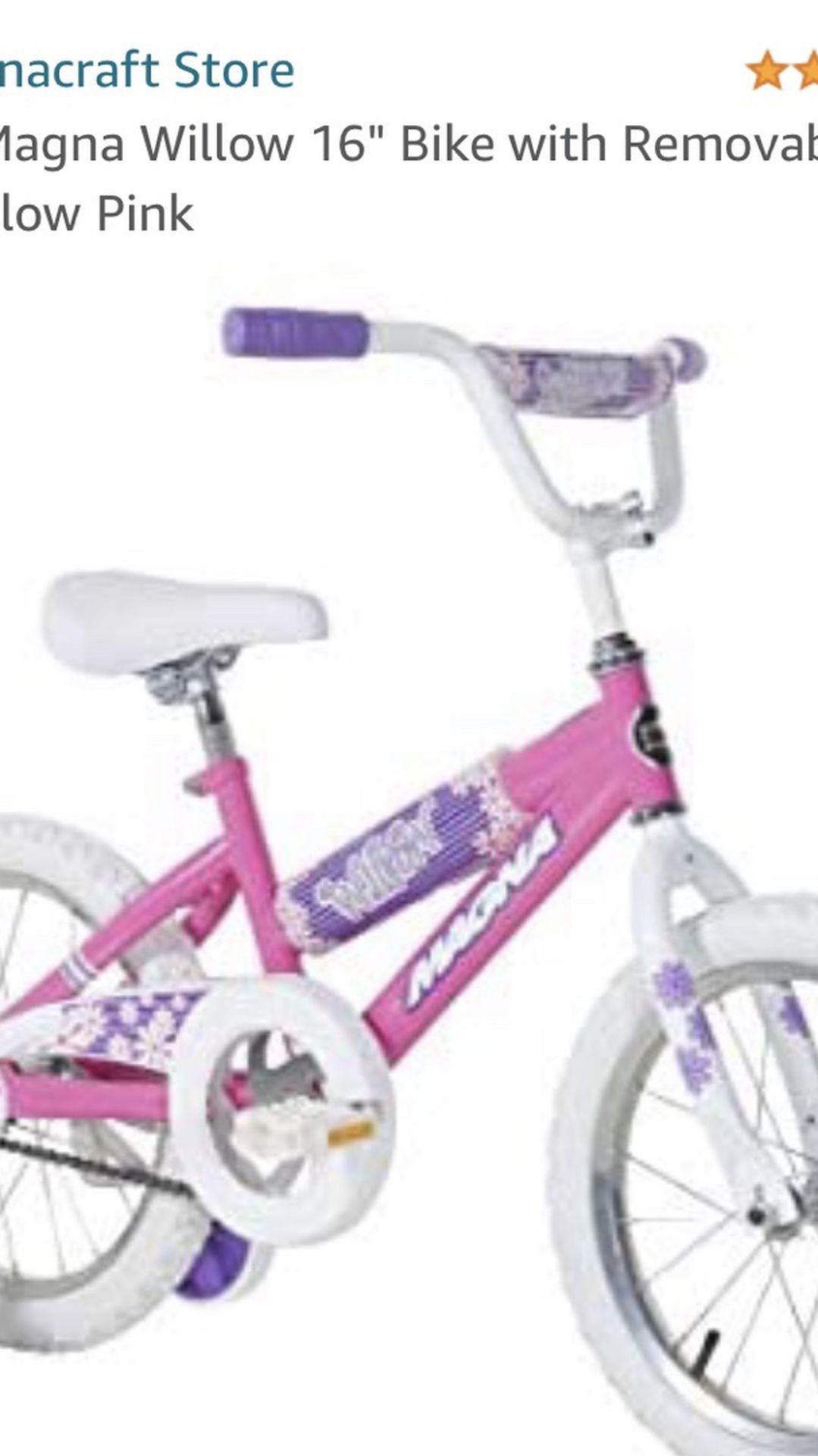 16” Girls Bike w/ Removable Training Wheels (in box)