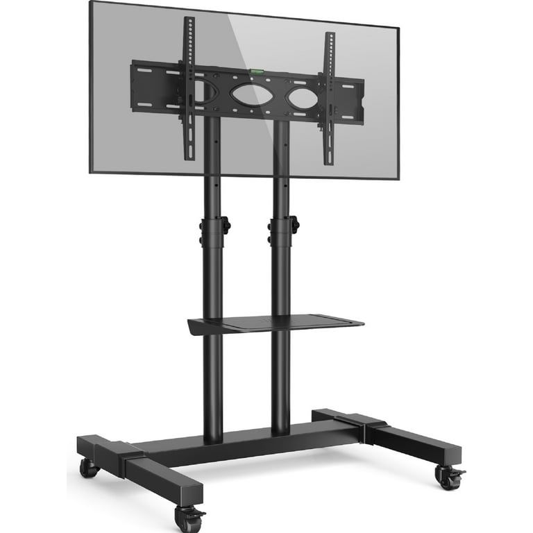 Tall Rolling TV Stand with Wheels for 32 to 85 Inch Flat Panel TVs Tilt , Black Mobile TV Cart