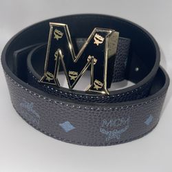 MCM Black Leather Belt 