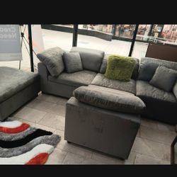 *Now Available!!!*---Modular Lima Fabric Sectional Sofa W/Ottoman---Now $999!!!---Delivery And Financing🤭