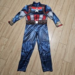 Disney Marvel Avengers Captain America Bodysuit Cosplay Costume Blue / Size 7/8