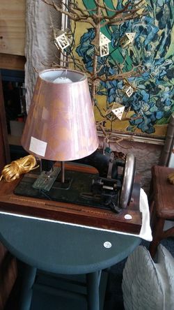 Antique sewing machine lamp