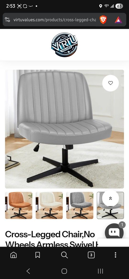 Armless Office Chair Adjustable Ergonomic Wide Seat