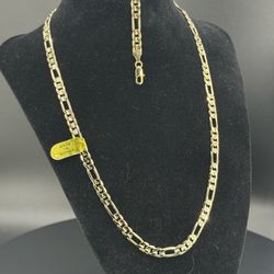 🔥 20” Gold IP Plated Figaro Chain & Bracelet Set – 6MM Matching Combo – Brand New 🔥