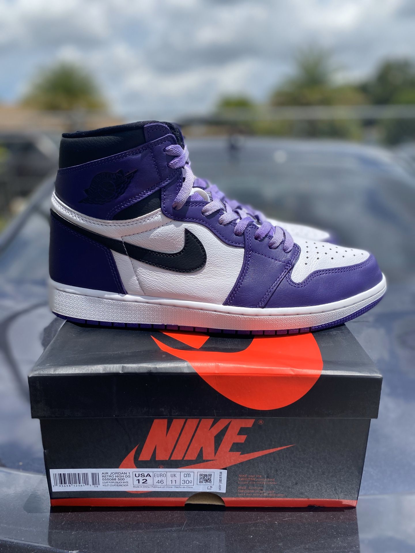 Jordan retro 1 court purple size 12 lightly worn og box