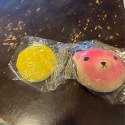 Pink Teddy bear & Yellow Bun Squishy