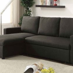 Brand New Charcoal Sectional Sofa Pull-out Sleeper 