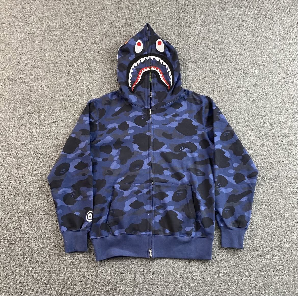 BRAND NEW BAPE Color Camo Shark Full Zip Hoodie 'Navy' Size L