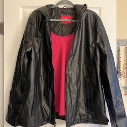 New Guess Women’s Blavk Faux Leatger Jacket