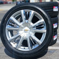 22” Chevy Silverado Suburban Factory Stock Take-off Wheels & Tires NEW Tahoe Yukon Escalade Rines Y