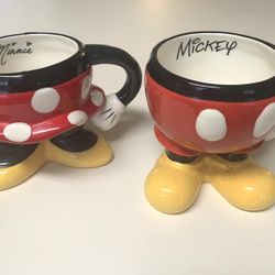 Disney Parks Mickey and Minnie Mouse Pants Bottom Legs Coffee Mugs Set of 2