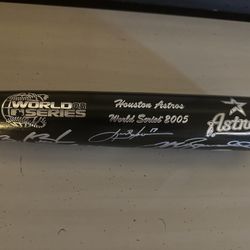 Houston Astros 2005 World Series Autographed Louisville Slugger Baseball Bat Jeff Bagwell Lance Berkman Brandon Backe Cecil Cooper National League 