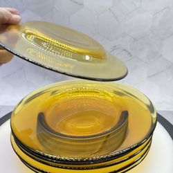 Set of (6) DURALEX Amber Glass Dessert Plates France 60'S / Tableware / Retro Decoration /Dessert Plates in Molded Glass.