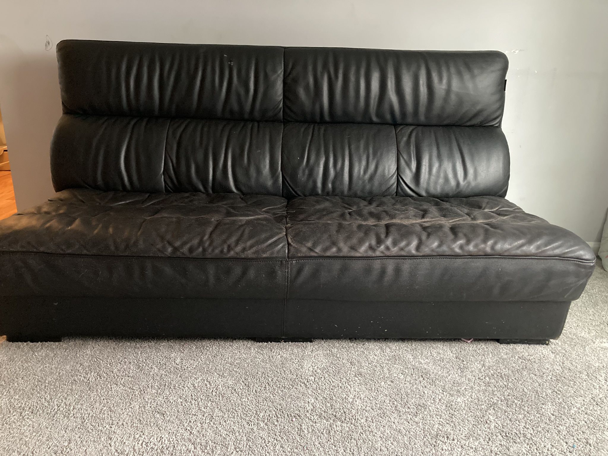FREE Black Faux Leather Couch L Shape 