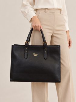 Cuoieria Black Leather Tote Bag