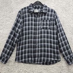 Marmot Mountain Works Shirt Mens Medium Gray Plaid Button Up Long Sleeve Outdoor
