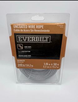 Everbilt 1/8 in. x 50 ft. Galvanized Steel Uncoated Wire Rope 7x7 340lb