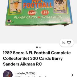1989 Score NFL Football Complete Collector Set 330 Cards Barry Sanders Aikman RC