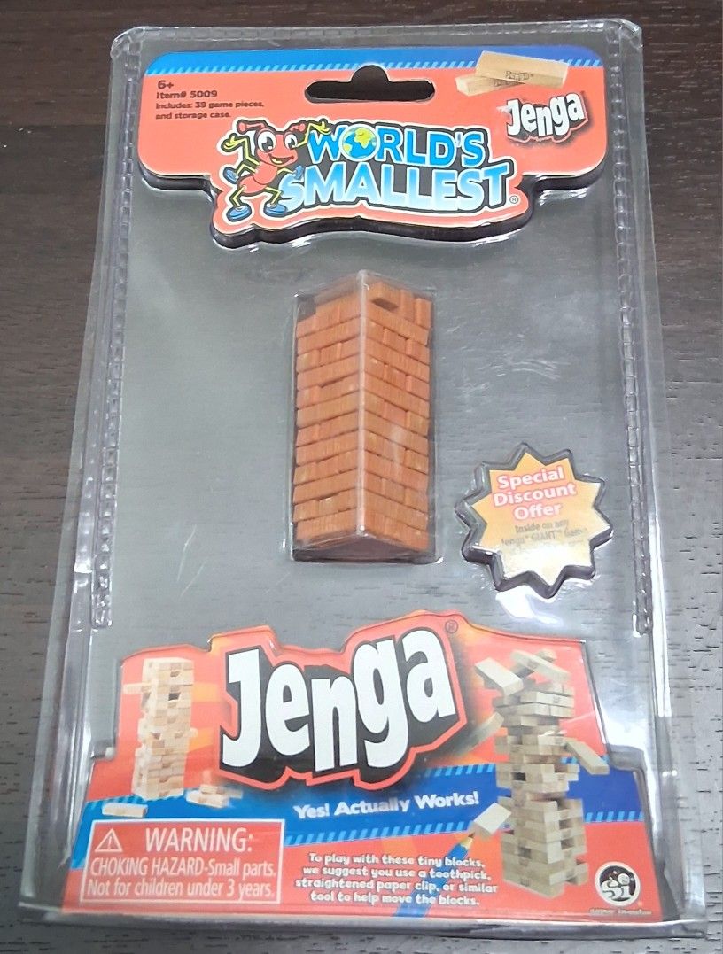 World's Smallest Jenga | Miniature Classic Game | Wooden Blocks Stacking Tumbling Tower Game | Party Games for Kids & Families | Easter Basket Stuffer