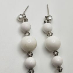 Charming White and Silver Earrings 