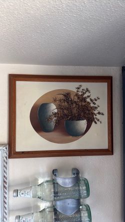 Framed Scandinavian Still Life Print with Wood Frame Mcm 11x14”