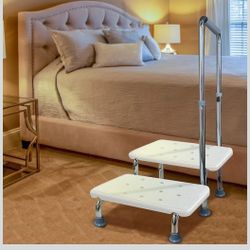 Aliseniors Step Stool with Handle and Non-Skid Platform, Heavy Duty 2 Steps Medical Foot Stool for Adult, Seniors, Handicap Holds up to 350 lbs