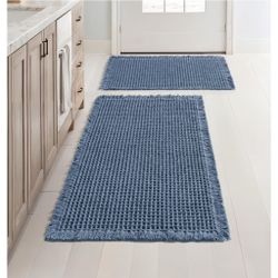MIULEE Set of 2 Waffle Bathroom Rugs -blue
