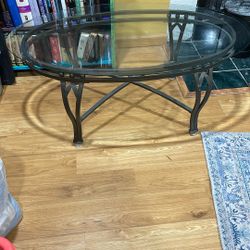 Glass Top Metal Coffee Table