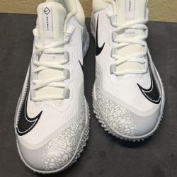 Nike Alpha Huarache Elite 4 Turf White Grey Baseball 