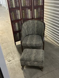 Antique Chair and Ottoman Lepoard Print