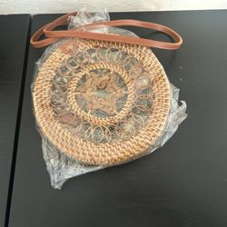Hand Made Rattan Cross Body Bag Made In The Philippines 