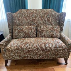 Pier 1 Brown Paisley Print Loveseat