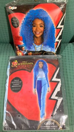 New Disney Descendants 4 The Rise Of Red "Chloe" girls size 8/10 Costume - jumpsuit jacket belt gloves and wig