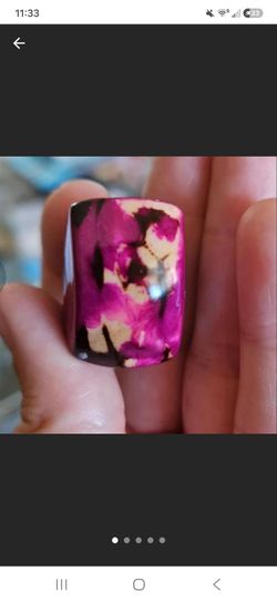 Tagua nut statement ring,  size 5.5 hot pink